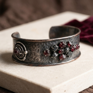 Home handcrafted dark metal cuff bracelet